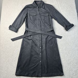 J McLaughlin Haarlem Midi Shirtdress Women's Size XS Gray Faux Suede‎ Tie Belt